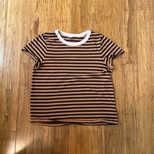 Madewell whisper cotton striped tee size medium, tan and black striped